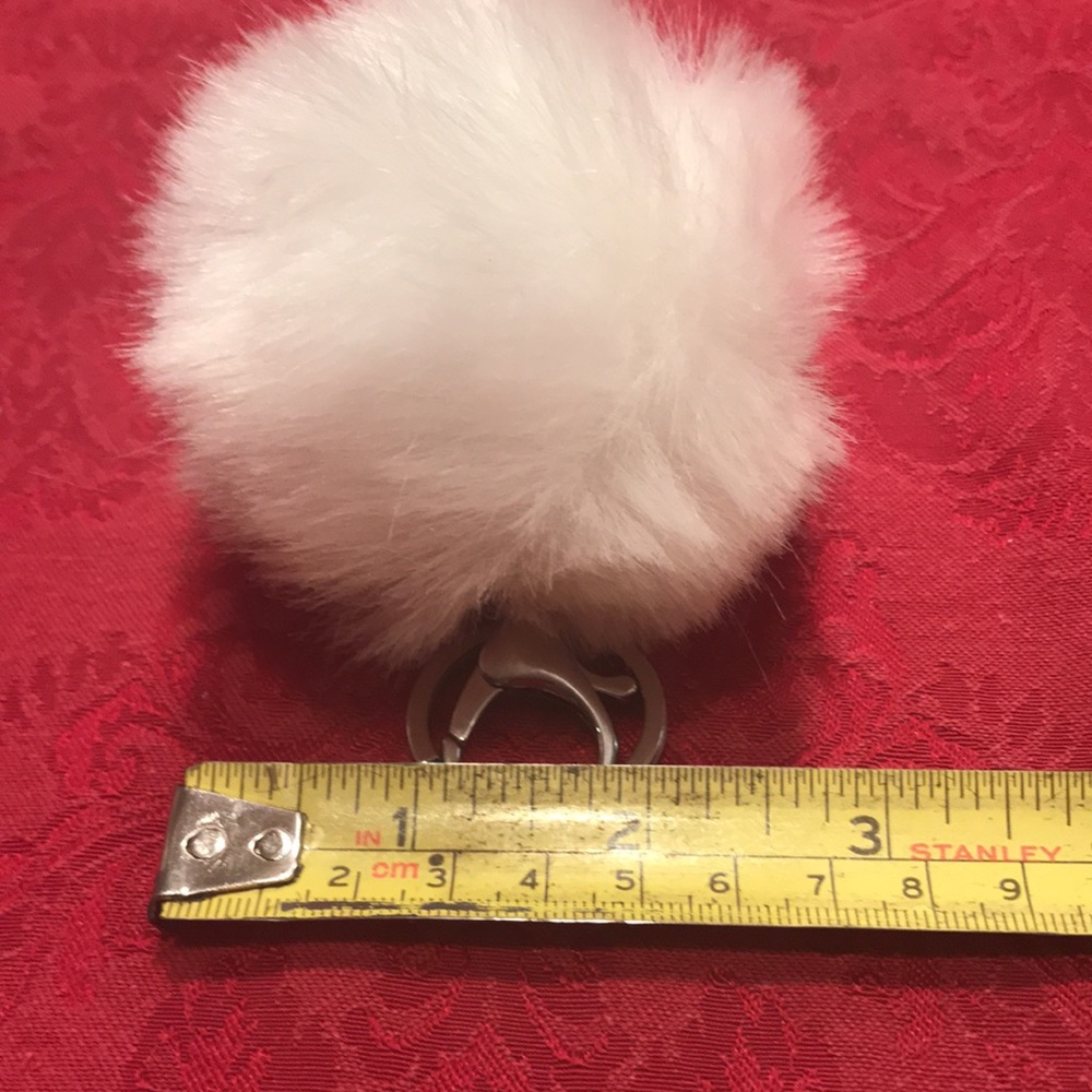 Fun White Fur Ball Key Chain - Picture 2 of 2